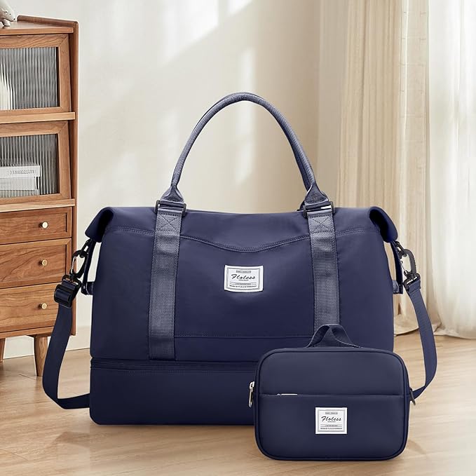 Weekender Bags for Women,Personal Item Travel Bag with Shoes Compartment,Overnight Travel Duffel Bag with Wet Pocket and Separate Toiletry Bag,Gym Bag