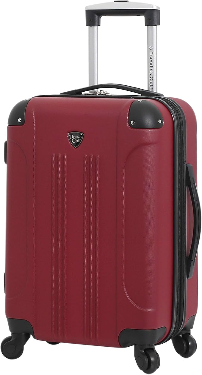 Travelers Club Chicago Hardside Expandable Spinner Luggage, Rhubarb, 22" Carry-On