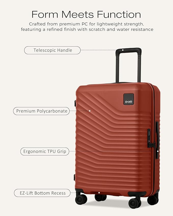 Coolife Luggage Suitcases Hardside Lightweight: Durable PC Expandable Travel 3 Piece Set with Dual Spinner Wheels & TSA Lock, 20/24/28 (20" Expandable) (Brown, 3-Piece Set (20/24/28))
