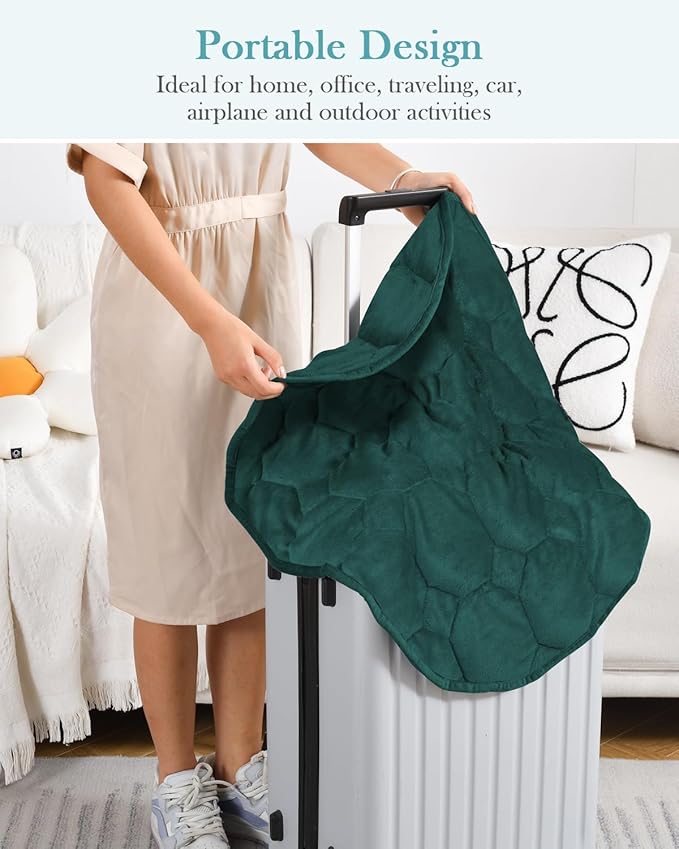 Topblan Weighted Lap Blanket 7lbs for Adults, Small Weighted Blanket Throw for Napping, Relaxation, Calming and Travel, Skin Friendly & Machine Washable for All-Season Sleeping, Dark Green