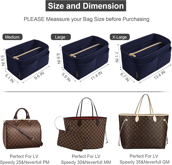 OMYSTYLE Purse Organizer Insert, Felt Tote Bag Organizer Insert with 5 Sizes, Handbag Dividers for Inside Purse, Compatible with Longchamp, Neverful, Speedy and More