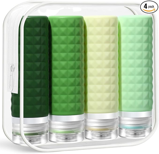 Travel Bottles for Toiletries, TSA Approved Travel Size Containers, Leak Proof Silicone Shampoo Bottles, Small Toiletry Containers with Clear Bag for Shampoo Conditioner Lotion