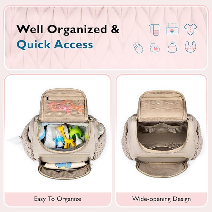 mommore Diaper Bag Small Diaper Backpack Stylish Baby Backpacks Travel Mini Maternity Bags with Insulated Pockets, Changing Pad, Stroller Straps