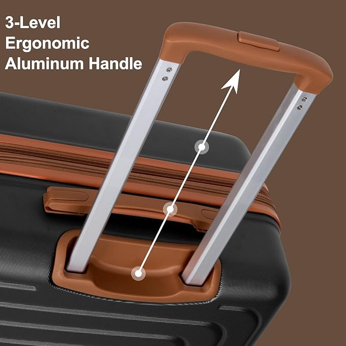Romswi 22x14x9 Airline Approved 21in Carry On Luggage,Expandable Hardshell Suitcase with Double Spinner Wheels for 20% More Space, Lightweight Hardside CarryOn withYKK Zipper,Scratch-Resistant Black
