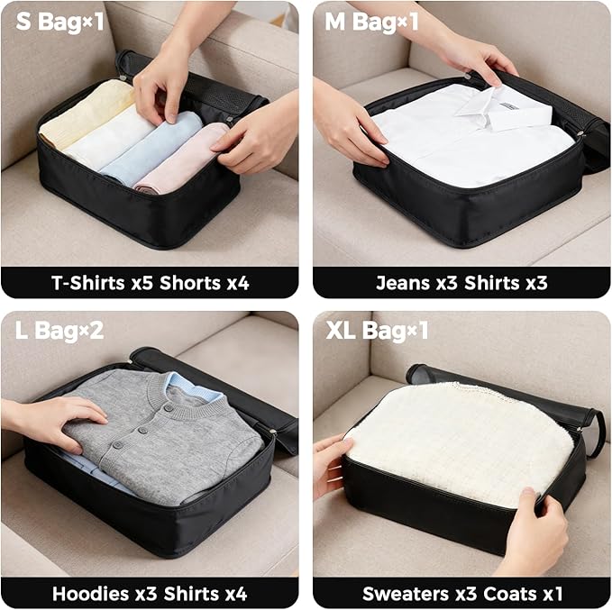BAGAIL 9 Set Packing Cubes with Packing List Luggage Packing Organizers for Travel Accessories