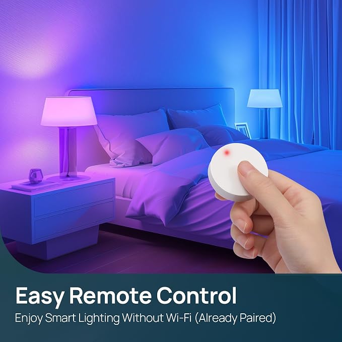 Linkind Smart Light Bulbs, Work with Alexa, Google Home, AiDot | Remote Control, 16 Million Color Changing, 1800K-6500K White, 2.4G WiFi+Bluetooth, Preset Scene, A19 E26, 60W 800LM, 6Pack