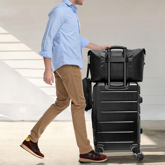 Hoteel Luggage Sets 3 Piece, 4-Yr Warranty, PC+ABS Hard Shell Expandable Suitcases with Wheels, TSA Aproved Lock and Carry on Bags, Travel Suit Case Set for Men and Women, (3-Piece, Black)