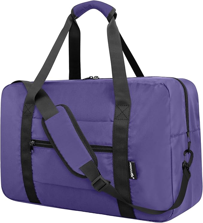 Foldable Travel Duffle Bag, Airlines Approved Carry On Bag Weekender Overnight Bag for Men Women, 40L (Purple)