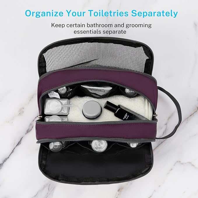 Gonex Travel Toiletry Bag Nylon, Toiletries Kit Shaving Bag Toiletry Organizer Burgundy