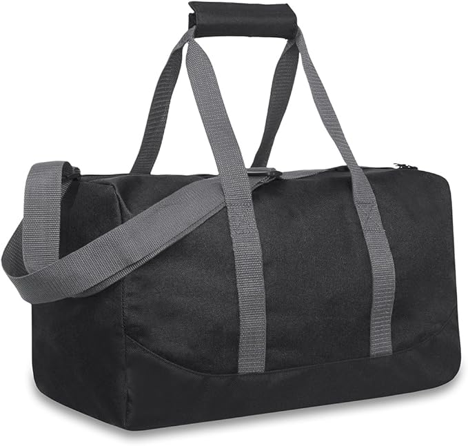 30 Liter, 17 Inch Canvas Duffle Bags for Men and Women – Travel Weekender Overnight Carry-On Shoulder Duffel Tote Bags (Black)