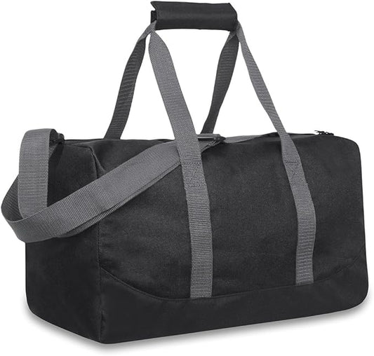 30 Liter, 17 Inch Canvas Duffle Bags for Men and Women – Travel Weekender Overnight Carry-On Shoulder Duffel Tote Bags (Black)