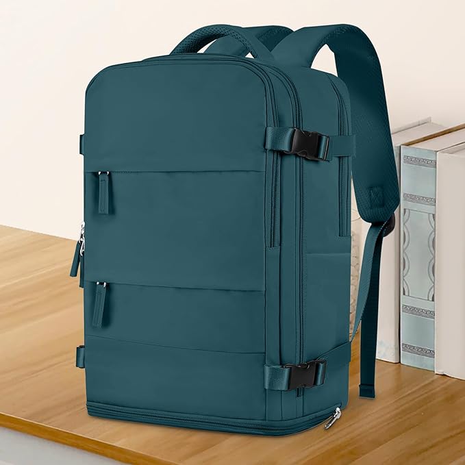 coowoz Travel Backpack For Women Men,Carry On Backpack,Hiking Backpack Waterproof Outdoor Sports Rucksack Casual Daypack Travel Essentials(Peacock Blue)