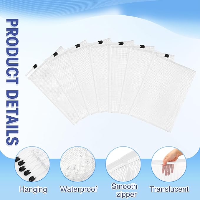 Jetec 32 Pcs Mesh Zipper Bags Toy Storage Bikini Organizer Bag Bolsas Para Guardar Trajes De Bano Waterproof Zipper Reusable Pouch Puzzle Multipurpose for Storage Office(White,9 x 7 Inch)