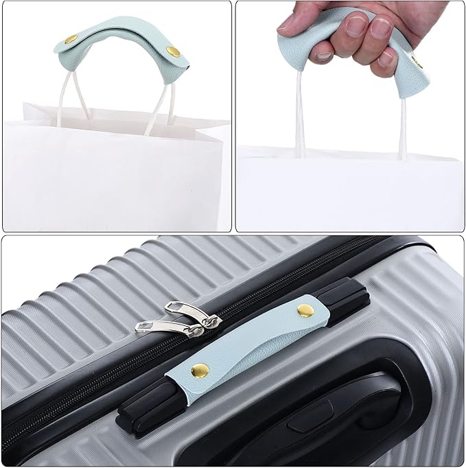 PATIKIL Luggage Handle Wrap, 2 Pack PU Handbag Grip Cover Protector Identifier with Clasp for Suitcase Grocery Shopping Bag, Gray