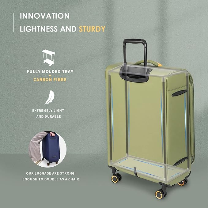Verage Cambridge Lightweight 2 Piece Luggage Sets,Softside Expandable Spinner Wheel Suitcase,Green,2-Piece Set(20/29)