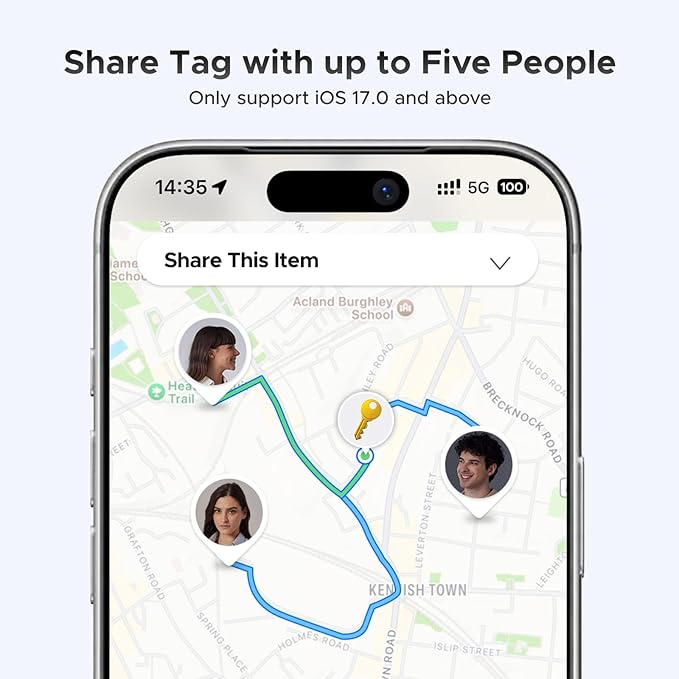 UGREEN FineTrack Air Tracker Tags (iOS Only) 4 Pack, 2-Year Replaceable Battery Bluetooth Tracker Compatible with Apple Find My, Item Finder Smart Tag for Keys, Luggage - [Apple Find My Certified]