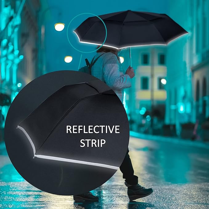 Raintrend Windproof Travel Umbrellas for Rain Automatic +10% Bigger Canopy Strong Frame Compact Folding Portable Umbrella for Women Men Backpack Purse
