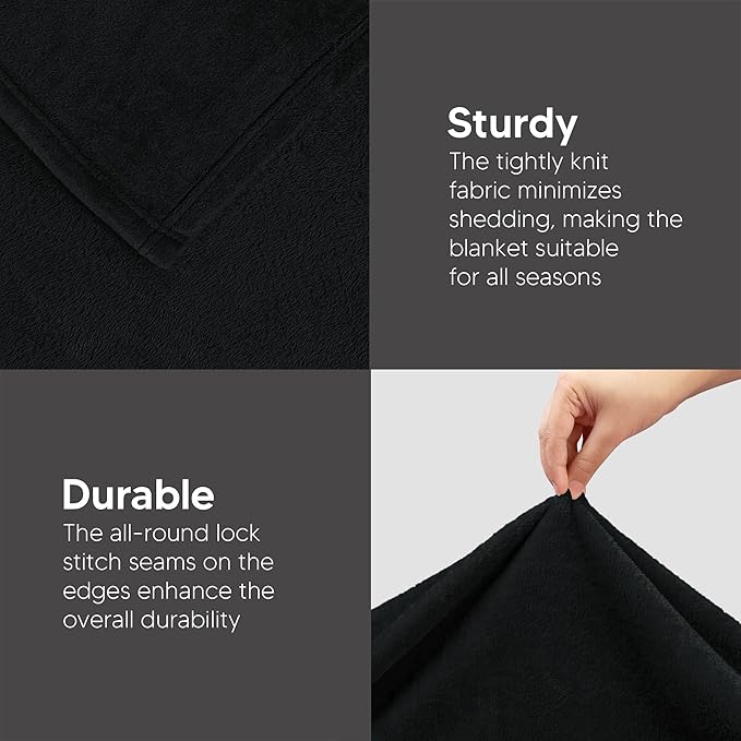Utopia Bedding Fleece Blanket Twin XL Size Black 300GSM Luxury Anti-Static Fuzzy Soft Microfiber Dorm Bed Blanket (90x76 Inch)