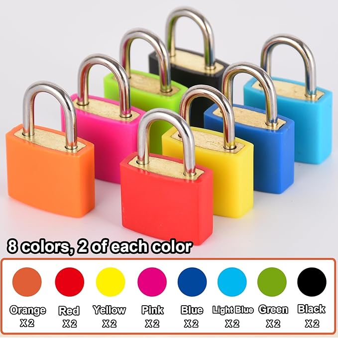 smilixin 16 PCS Suitcase Locks with Keys,Small Luggage Padlocks Metal Padlock with Key,Multicolor Lock Luggage Locks Mini Keyed Padlock for Backpack Boxes Laptop Bag School Gym Locker,23 mm,8 Colors