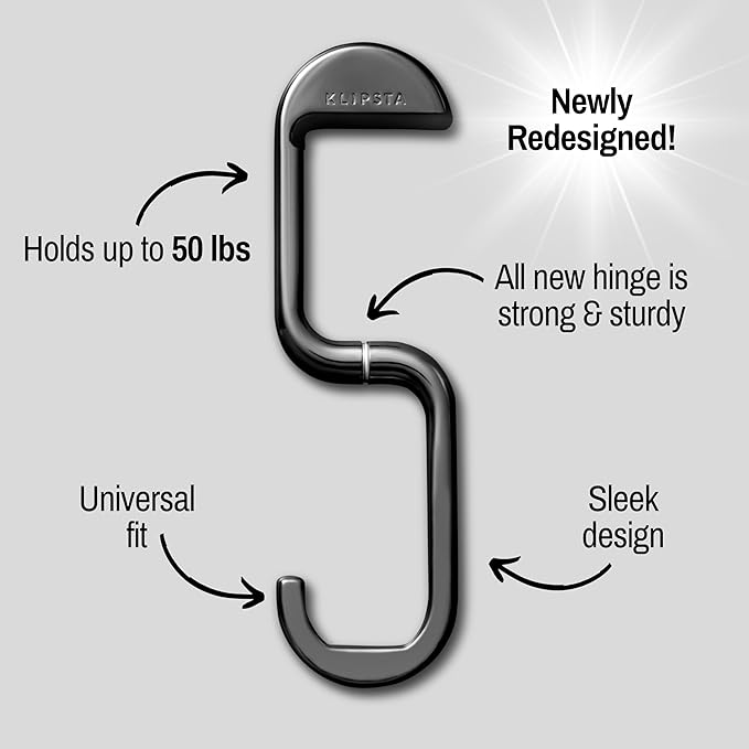 FLIP Purse Hook for Table – Foldable Bag Hook | Portable Purse Hanger & Holder for Desk | Magnetic Closure | Holds 50 lbs | Gift for Women, Chrome Black