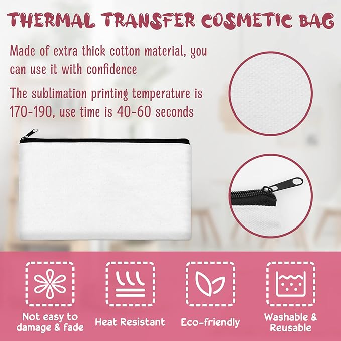 Legigo Blank Canvas Bag Zipper Pouch Makeup Bags Bulk - Multi-Purpose Canvas Pencil Pouch with Sturdy Zipper, Cosmetic Bag Travel Toiletry Bag for DIY Craft Projects, Storage (8.3 x 5 inches)