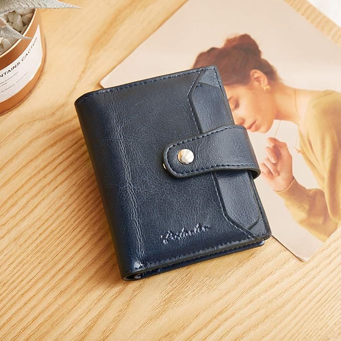 BOSTANTEN Women Leather Wallet RFID Blocking Small Bifold Zipper Pocket Wallet Card Case Purse with ID Window