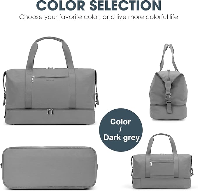 Oeihuivt Weekender Bags for Women - 21 Inch Large Travel Duffel Bag 2-Piece Set with Shoe Compartment, Heavy-Duty Canvas Leather Carry On Overnight Tote