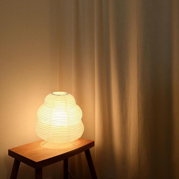 Small Paper Lamp, Japanese Lantern Table Lamp, Paper Table Lamp, Cute Lamp for Desk Bedrooms Bedside(Bulb Included)