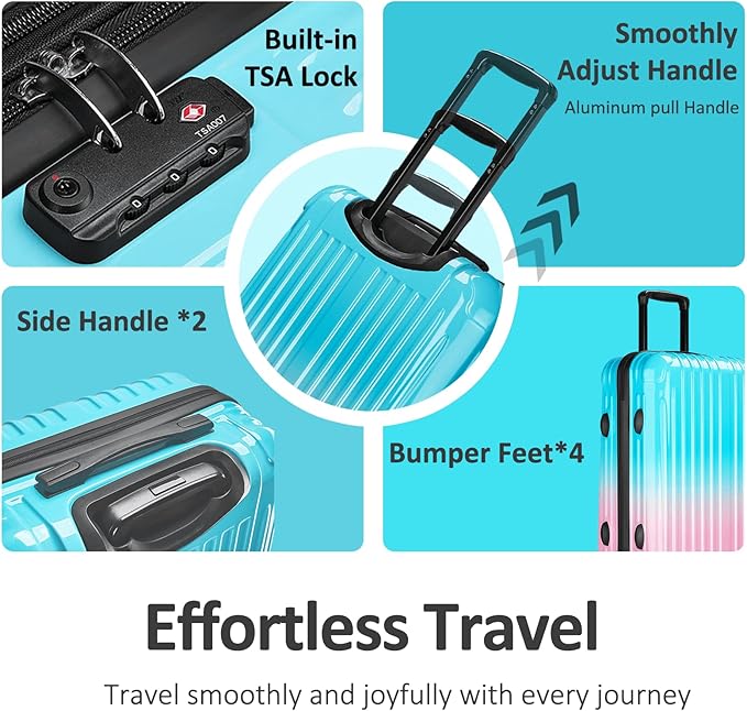 24inch Luggage with Spinner Wheels, Lightweight PC+ABS Hard Shell Suitcases, Expandbale Storage & TSA Aprovel Lock