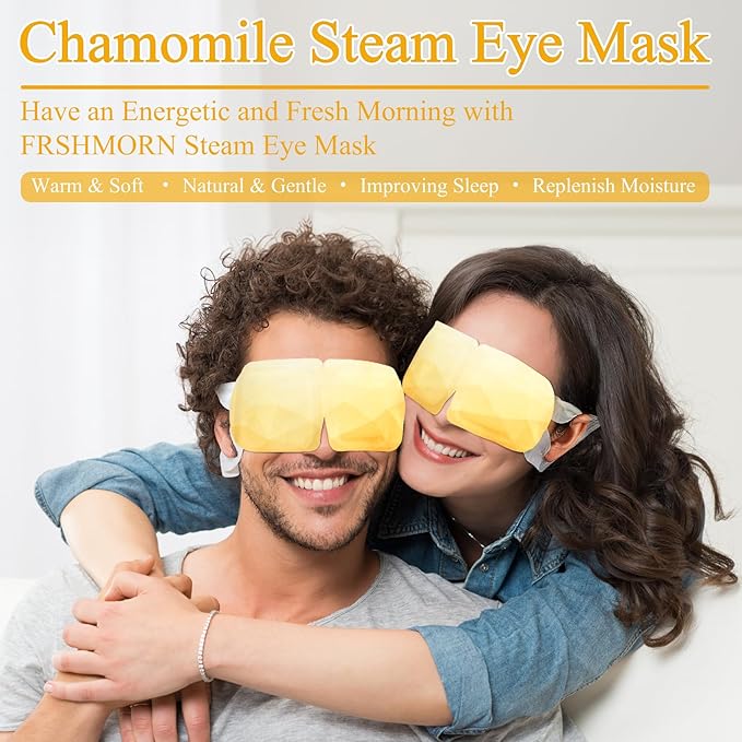 16 Packs Steam Eye Mask, Heated Eye Mask for Sleeping, Warm Compress for Eyes, Self Heating Disposal Steam Mask for Home Sleep, Office, Spa, Travel Essential Valentine's Day Gift (Chamomile)