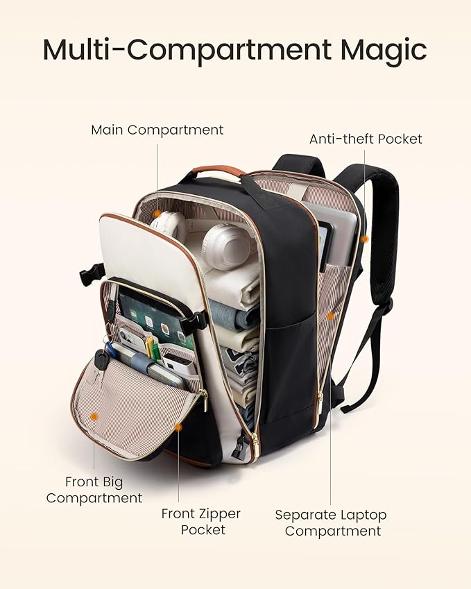 LOVEVOOK Large Travel Backpack for Women & Men, 40L Carry on Backpack for Airplanes, TSA Personal Item Travel Bag fits 17" Laptop, Waterproof Travel Essentials Airline Approved with 3 Packing Cubes