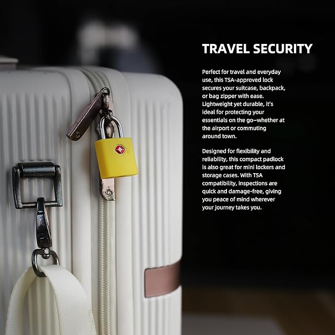 TSA Locks for Luggage, Keyed Alike Luggage Locks TSA Approved 4 Pack, Small Padlock with Key, Padlocks with Keys for Suitcase, Backpack, Bag Zipper, Tool Box, Case, Travel Essentials