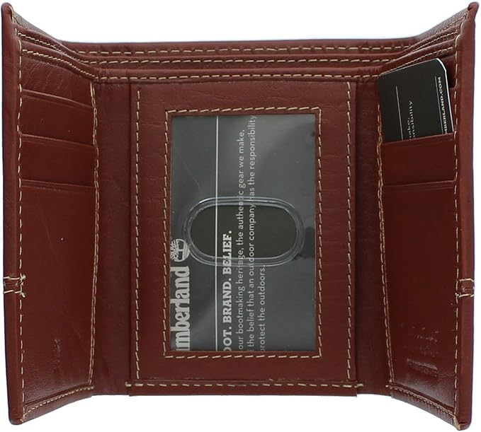 Timberland Men's Genuine Leather RFID Blocking Trifold Wallet