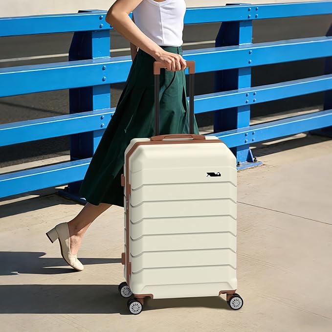 Luggage Sets 3 Piece, Hardside Carry On Suitcase with Spinner Wheels, Lightweight Durable Luggage for Travel | TSA Lock, Expandable Suitcase Set for Men and Women（20/26in） (White)