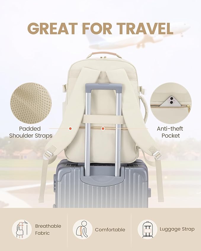 LOVEVOOK 50L Travel Backpack for Women Men,Waterproof Airline Approved Carry On Luggage Travel Essentials,TSA Carry On Backpack Personal Item Travel Bag Suitcase Weekender Traveling with Packing Cubes