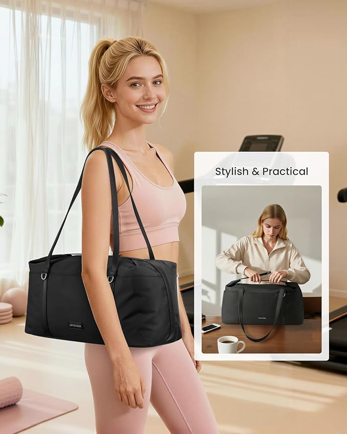 LOVEVOOK Gym Bag for Women, Small Sport Duffle with Shoe Compartment, Weekender Travel Tote for Work Yoga Workout