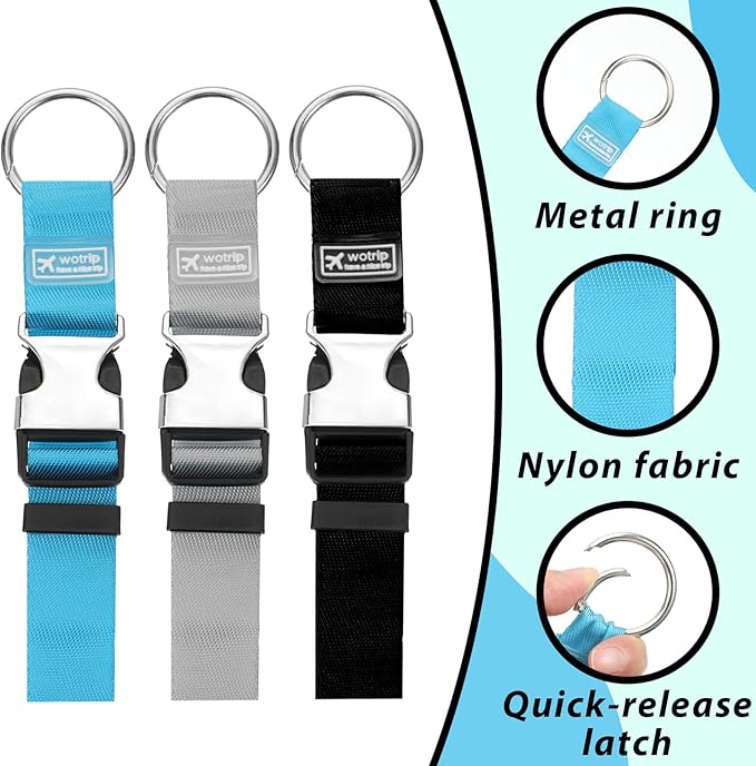 3 Pcs Add a Bag Luggage Straps Gripper Luggage Connector Straps Heavy Duty Jacket Valises Carry-on Baggage Suitcase Strap Belts Adjustable Belts with Buckle for Travel