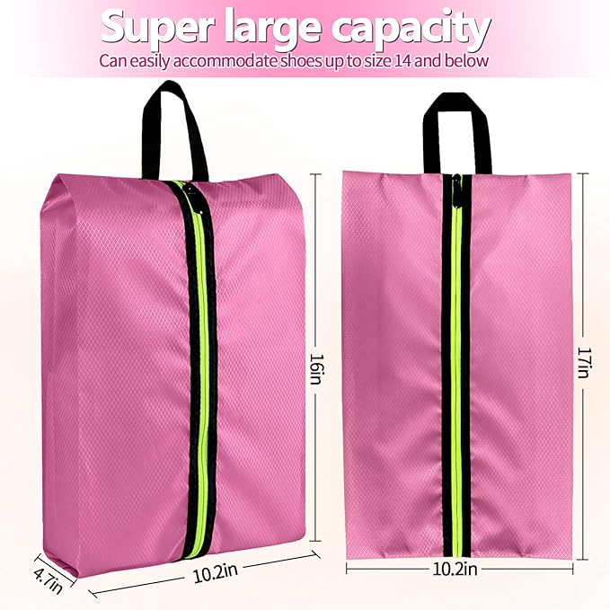 Shoe Bags for Travel - Set of 3 Pack Large Capacity Oxford Fabric Shoe Bags, Multi-Functional Dust-Proof and Waterproof Men & Women Travel Shoe Bag (Pink)