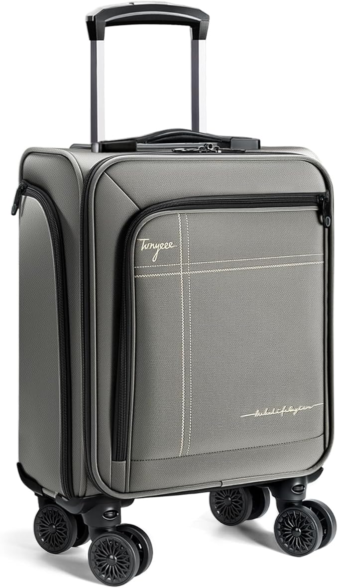 Softside Carry on Luggage Airline Approved, 17 Inch Underseat Carry-on Luggage with Removable Spinner Wheels, Small Personal Item Suitcase for Travel Business, (Grey, 17 inch_Underseat)