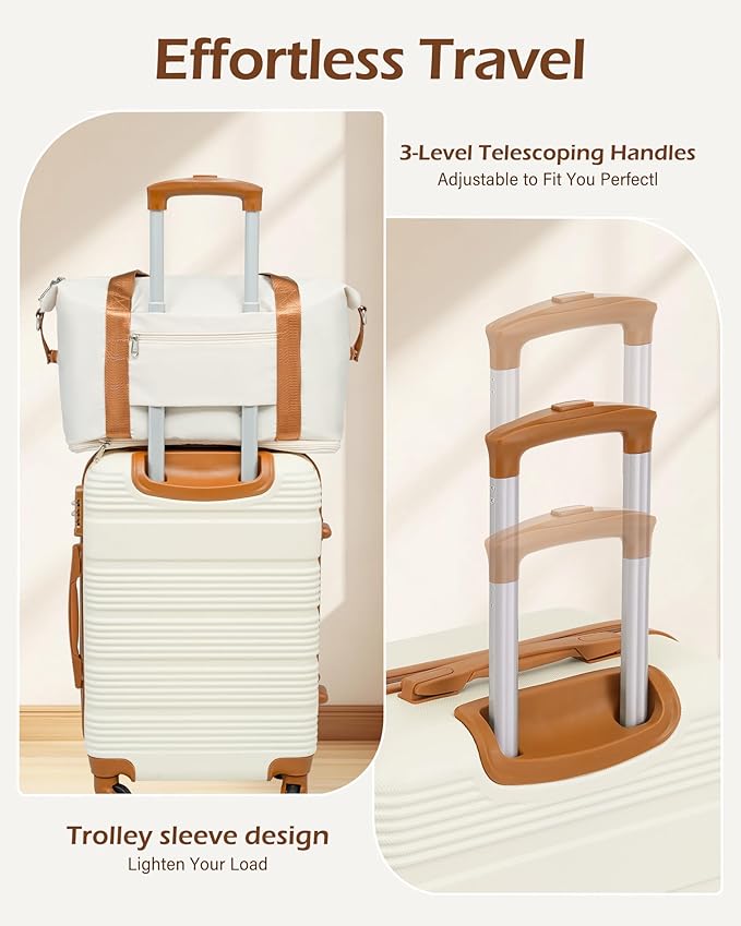 LONG VACATION 6 Piece ABS+PC Hardshell Luggage Set with Spinner Wheels, Lightweight suitcase set with TSA Lock & YKK Zipper