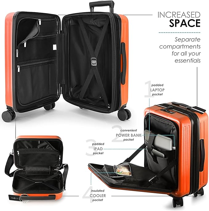 Hard Shell Luggage Sets with Spinner Wheels 4 Piece, Expandable Large Suitcases with TSA Lock, Travel Large Suitcase Set, Navy Luggage Set