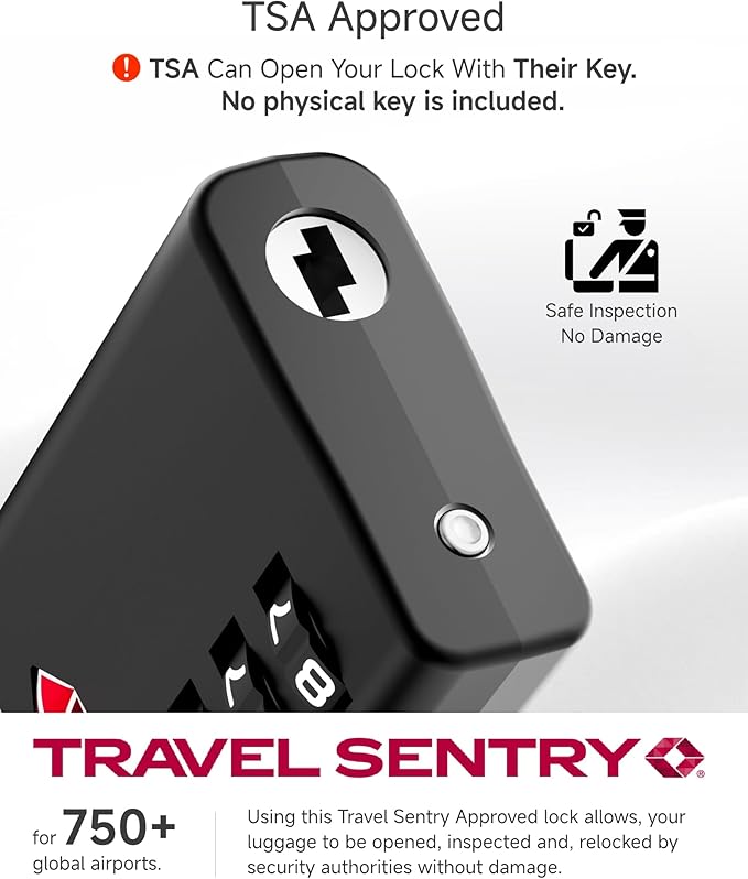 LUGGEX Luggage Locks, TSA Locks for Luggage, Luggage Locks TSA Approved, Combination Lock, One-Button Reset & Cut Resistant (Black,4 Pack)