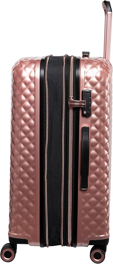 It Luggage Glitzy 31" Hardside Checked 8 Wheel Expandable Spinner, Metallic Rose Gold