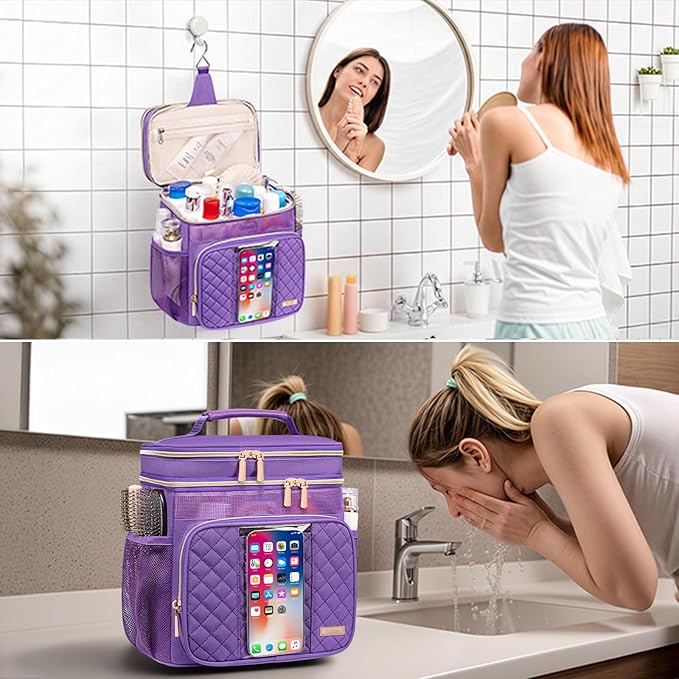 Large Toiletry Bag for Women Men,Bathroom Bag,Water Resistant Shower Bag,Makeup Bag,Portable Shower Caddy for College Dorm,Hanging Travel Toiletry Bag with Transparent Waterproof Phone Pocket