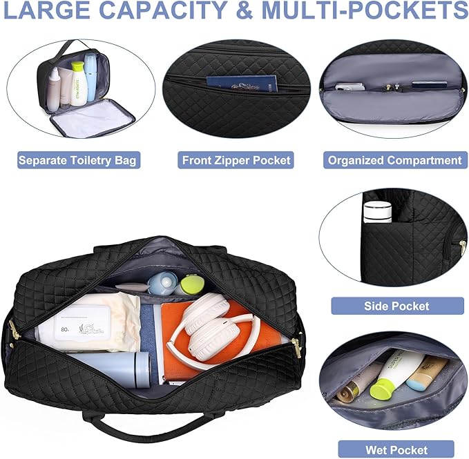 Travel Duffle Weekender Bags for Women - Weekend Bag Women with Shoe Compartment Carry On Overnight Bag with Toiletry Bag Duffel Bags Wet Pocket for Gym Hospital Bags for Labor and Delivery