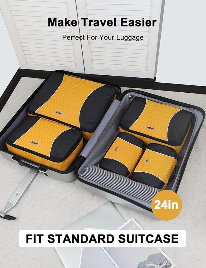 GOX Ultra Light 5 piece Packing Cubes Travel Luggage Organizer 1 Large 2 Medium 2 Small