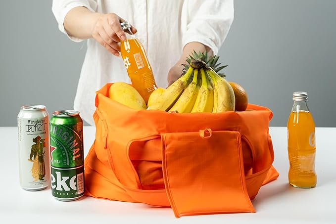 Foldable Reusable Grocery Bags – Heavy Duty 6 Pack with Handles | XL Tote for Women & Men, Market, Travel, Storage
