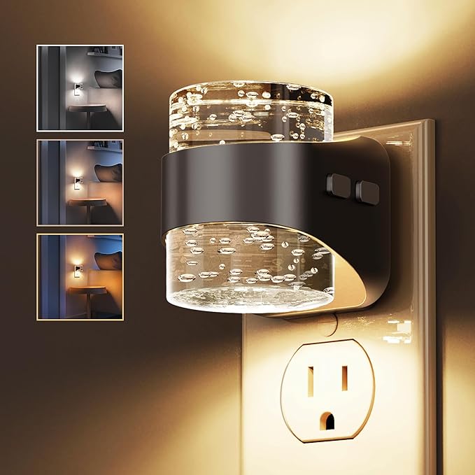L LOHAS LED Night Light, Bubble Night Lights Plug into Wall | 3000K/4000k/5000K Adjustable Color Temperature Night Light, Dimmable Nightlights, Dusk to Dawn Sensor, Rooms Bathroom Hallway
