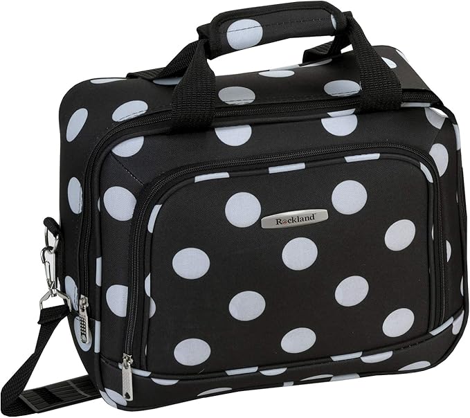 Rockland Polka Softside Upright Luggage Set, Expandable, Lightweight, Black Dot, 4-Piece (14/19/24/28)