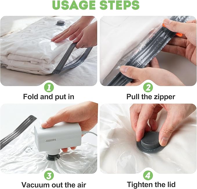 Mapambo Vacuum Storage Bags with -60000Pa USB Pump, 9 Pack Vacuum Seal Bags for Clothing Travel in 3 Sizes, Travel Vacuum Bags with Pump, Saving up to 80% of Luggage Space (9 Combo Size)